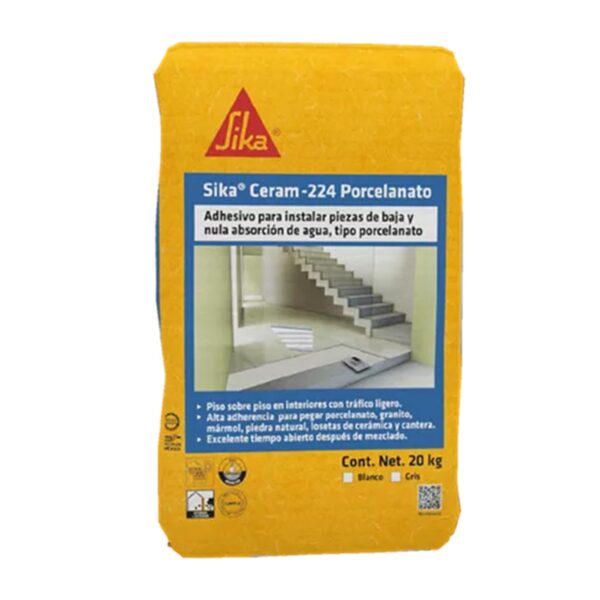 SIKACERAM®- 224 PORCELANATO GRIS SACO DE 20 KG.